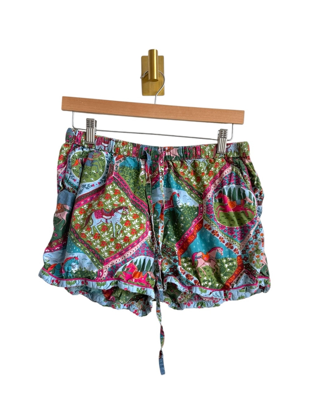 Printfresh Women's Organic Cotton Horse Print Pajama Shorts Boho Size M